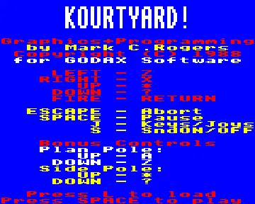 Kourtyard (1988)(GODAX Software) screen shot title